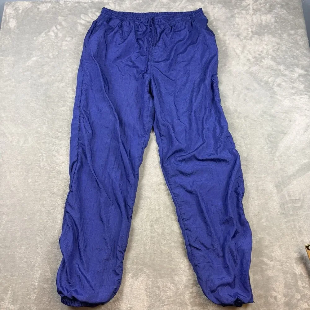 Vizari Vintage Colorblock Nylon Track Suit Black Blue Teal Red XL